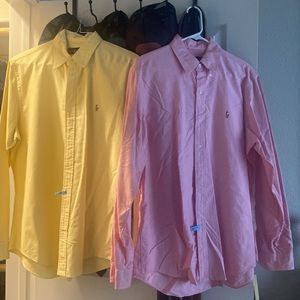 Set of pink & yellow Ralph Lauren button downs.